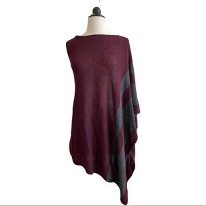 Dark Wine and Gray Scarf Poncho Dress